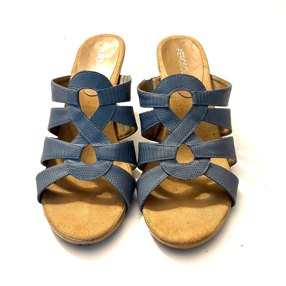 AEROSOLES Sandals Women's Blue Gray Strappy Sandals